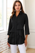 3/4 Sleeve Jenna Black Shirt - Cotton/Nylon/Spandex