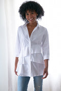 3/4 Sleeve Jenna White Poplin Shirt