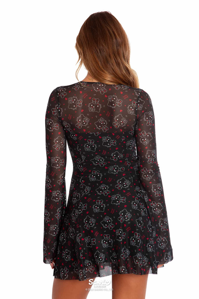 Hello Kitty Merchandise - Official Sanrio Products - Licensed Apparel -  Kawaii Fashion - Womens’s Mini Dress With Long Sleeves