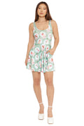 mint green christmas skater dress with australian festive print