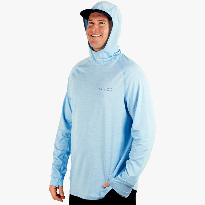Airy Blue Heather $Model is 6'1" 190lbs Size L$