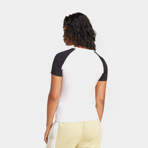 Adicolor 3 Stripes Raglan Slim Womens Short Sleeve Shirt (Black/White)