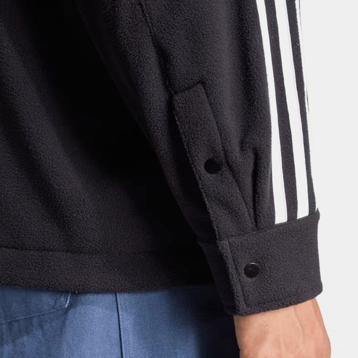 Adicolor Polar Fleece Mens Long Sleeve Shirt (Black/White)