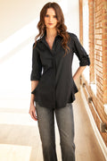 Agetha Tailored Black Poplin Shirt
