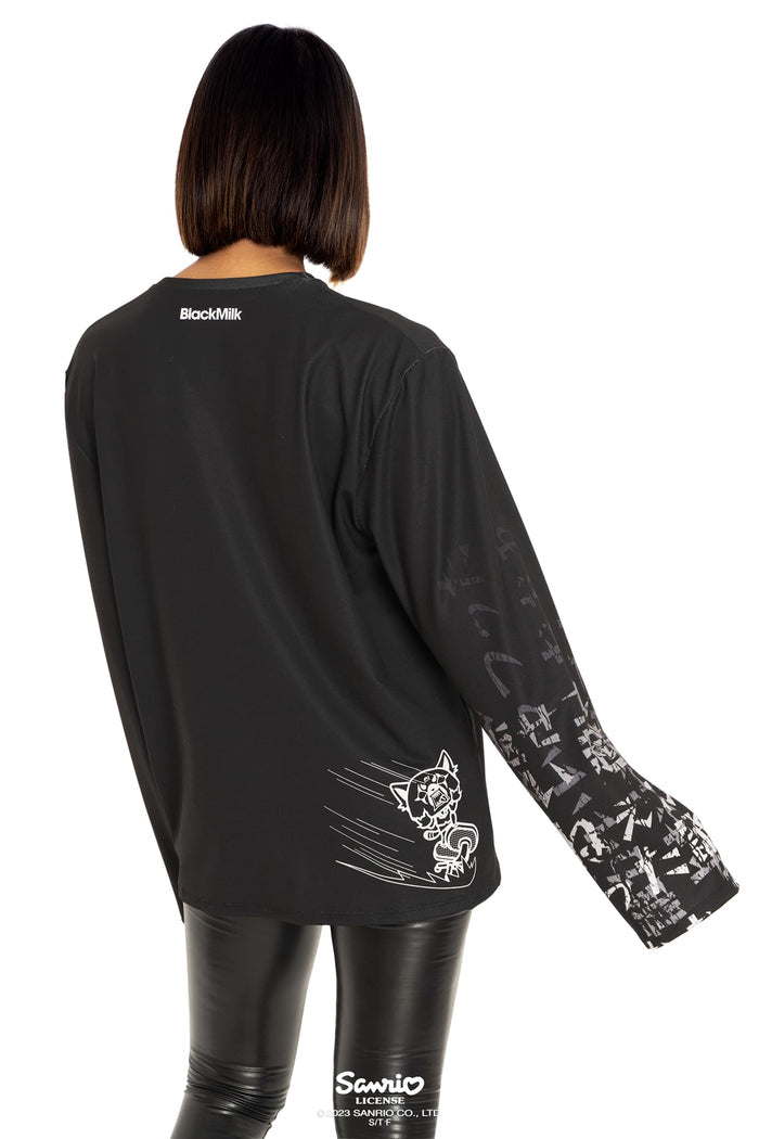 BlackMilk Clothing x Sanrio Aggretsuko - Sanrio Aggretsuko Long Sleeve Oversized Tee - Sanrio Merchandise - Collaboration apparel - Licenced.