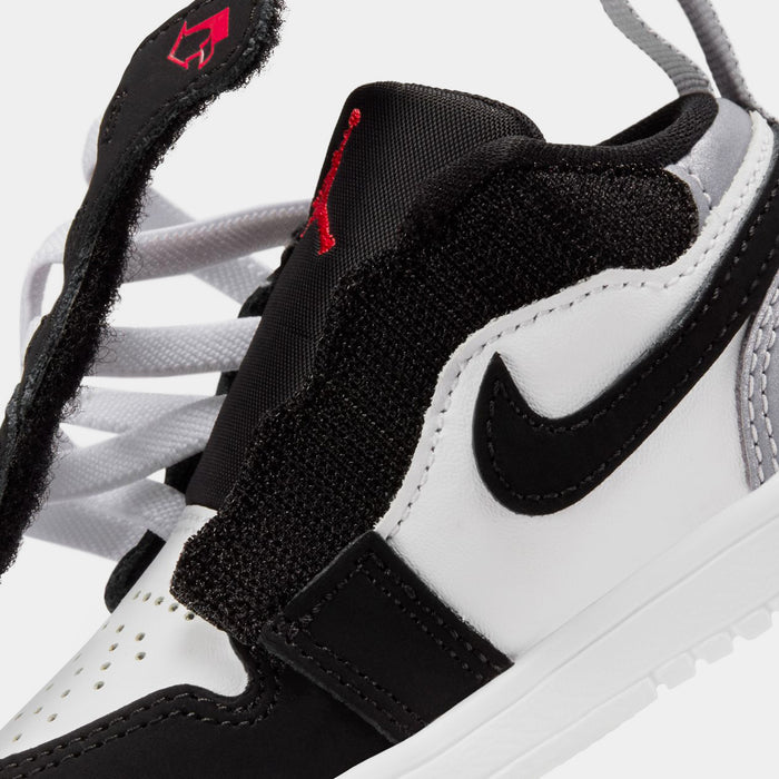 Air Jordan 1 Low Alt SE Infant Toddler Basketball Shoes (White/Fire Red/Black/Matte Silver)
