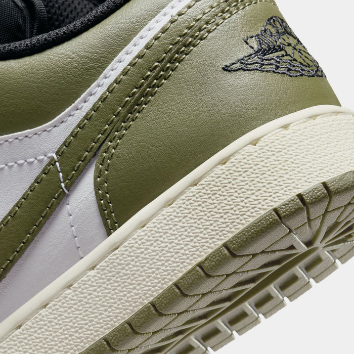 Air Jordan 1 Low Black Toe Medium Olive Grade School Lifestyle Shoes (Black/Medium Olive/White)