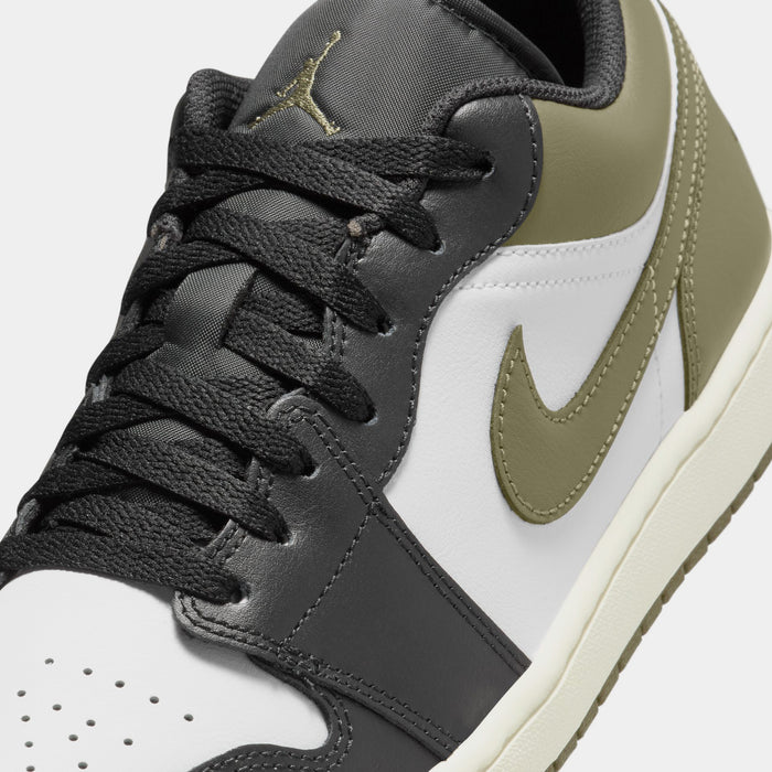 Air Jordan 1 Low Medium Olive Mens Lifestyle Shoes (Black/Medium Olive/White)