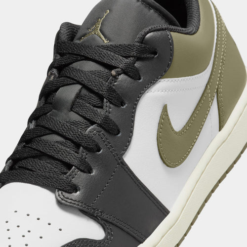 Air Jordan 1 Low Medium Olive Mens Lifestyle Shoes (Black/Medium Olive/White)