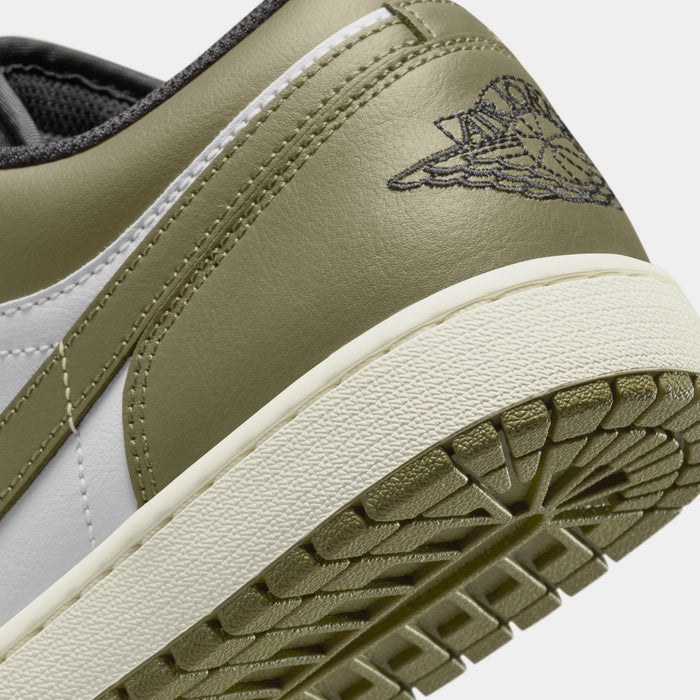 Air Jordan 1 Low Medium Olive Mens Lifestyle Shoes (Black/Medium Olive/White)