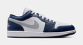 Air Jordan 1 Low Midnight Navy Mens Lifestyle Shoes (White/Midnight Navy/Wolf Grey)