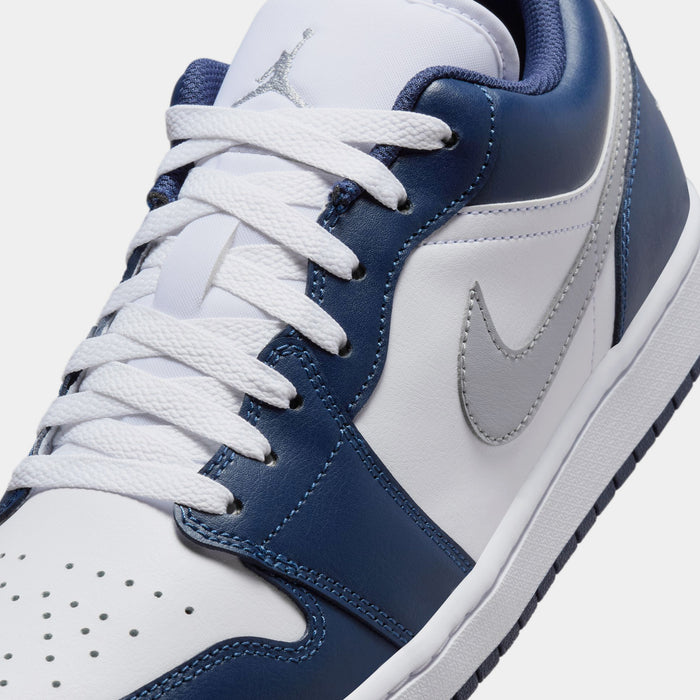 Air Jordan 1 Low Midnight Navy Mens Lifestyle Shoes (White/Midnight Navy/Wolf Grey)