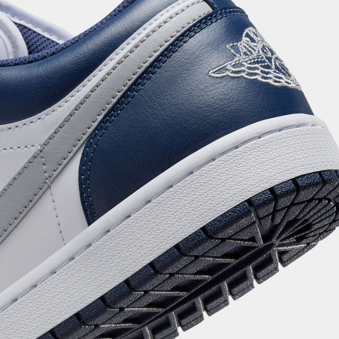 Air Jordan 1 Low Midnight Navy Mens Lifestyle Shoes (White/Midnight Navy/Wolf Grey)