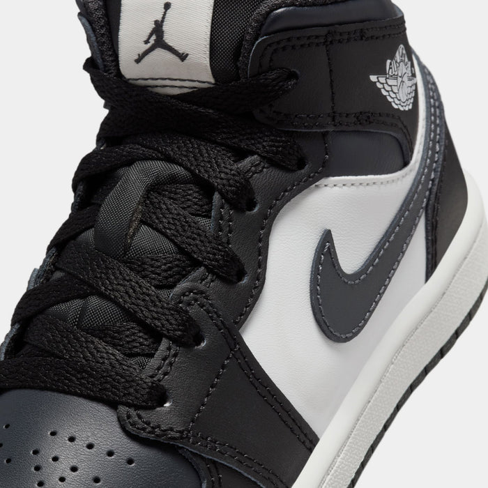 Air Jordan 1 Mid Preschool Lifestyle Shoes (Black/Dark Grey/Grey/White)