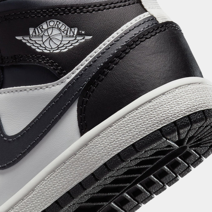 Air Jordan 1 Mid Preschool Lifestyle Shoes (Black/Dark Grey/Grey/White)