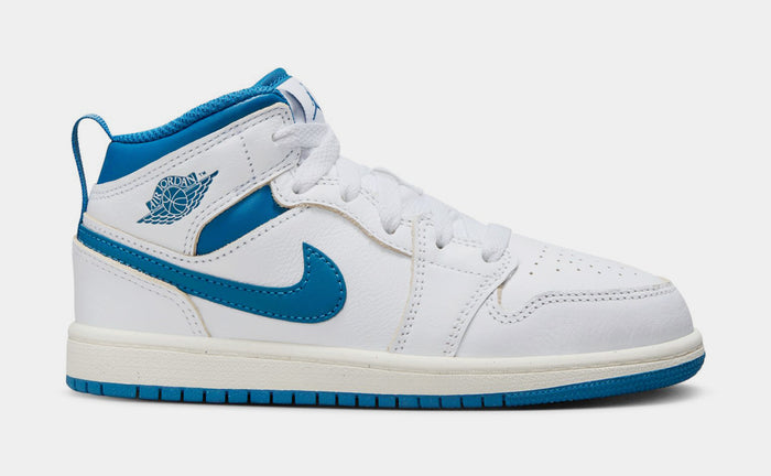 Air Jordan 1 Mid SE Industrial Blue Preschool Lifestyle Shoes (White/Sail/Industrial Blue)