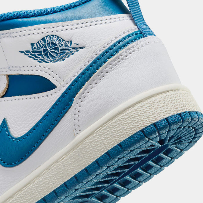 Air Jordan 1 Mid SE Industrial Blue Preschool Lifestyle Shoes (White/Sail/Industrial Blue)