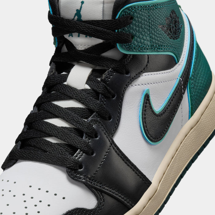 Air Jordan 1 Mid SE Oxidized Green Womens Lifestyle Shoes (White/Light Dew/Oxidized Green/Black)