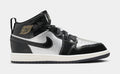 Air Jordan 1 Mid SE Preschool Lifestyle Shoes (Black/Metallic Gold/Metallic Silver)