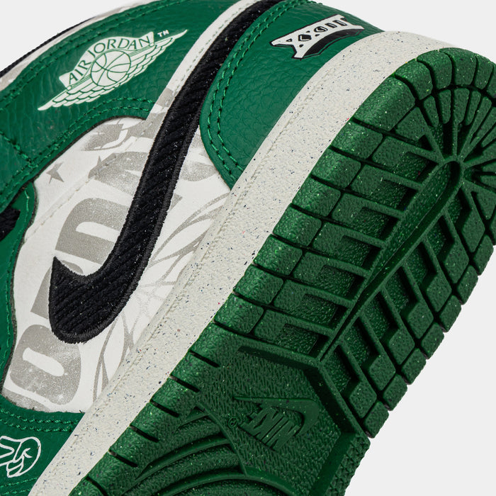 Air Jordan 1 Mid SE Preschool Lifestyle Shoes (White/Green)