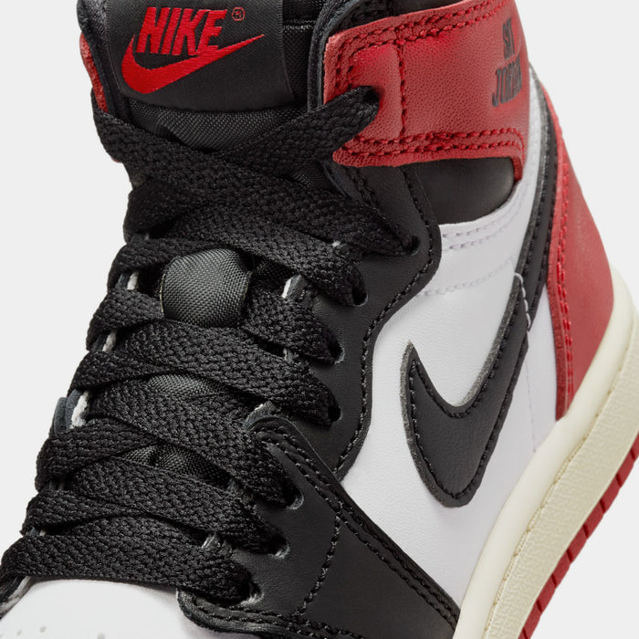 Air Jordan 1 Retro High OG Black Toe Preschool Lifestyle Shoes (White/Black/Varsity Red/Sail)