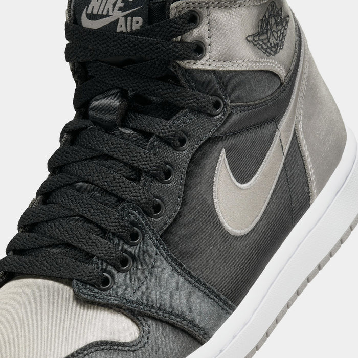 Air Jordan 1 Retro High OG Satin Shadow Womens Lifestyle Shoes (Black/Medium Grey/White) Final Sale