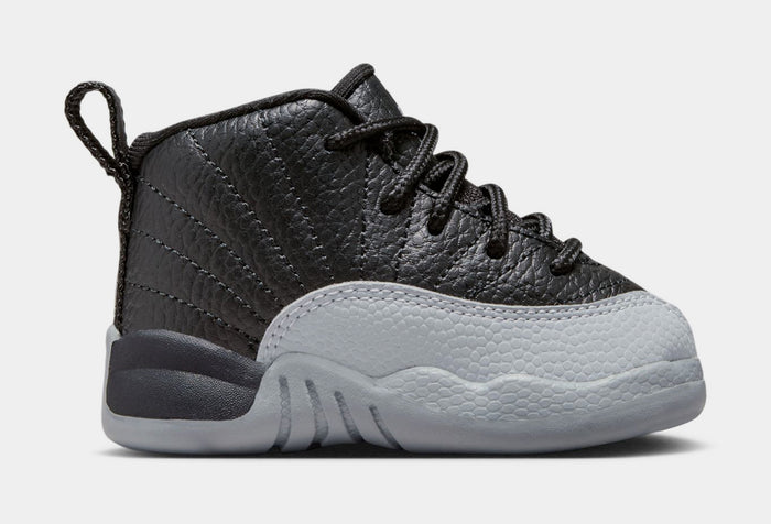 Air Jordan 12 Retro Black and Wolf Grey Infant Toddler Lifestyle Shoes (Black/Wolf Grey/White)