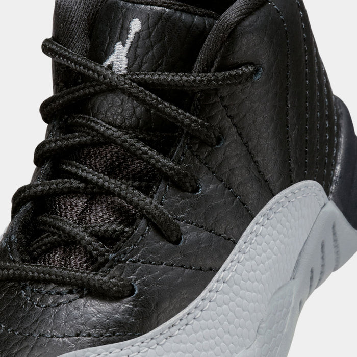 Air Jordan 12 Retro Black and Wolf Grey Infant Toddler Lifestyle Shoes (Black/Wolf Grey/White)