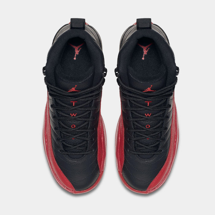 Air Jordan 12 Retro Flu Game Grade School Lifestyle Shoes (Black/Varsity Red)