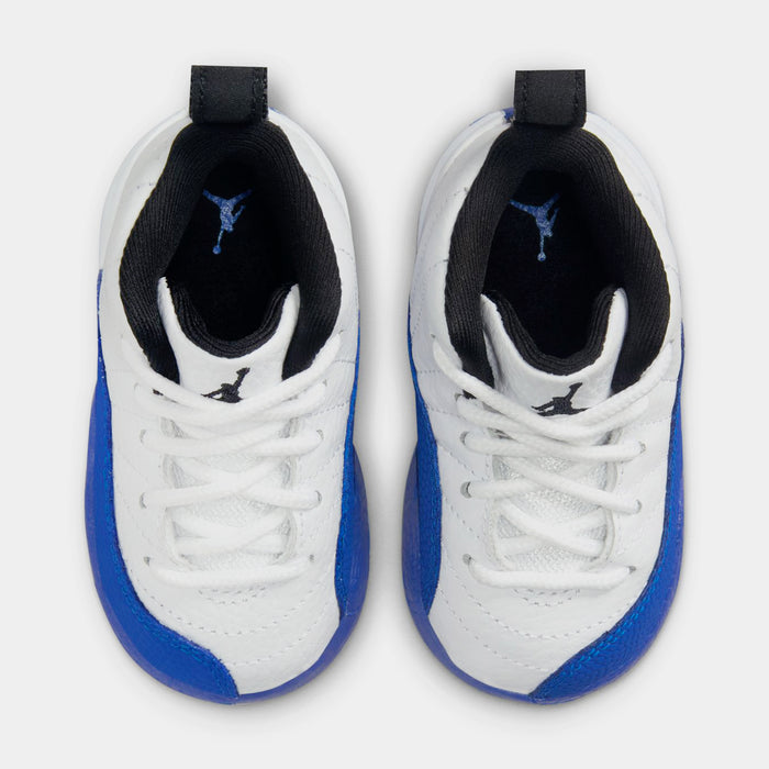 Air Jordan 12 Retro White and Game Royal Infant Toddler Lifestyle Shoes (White/Black/Game Royal) Free Shipping