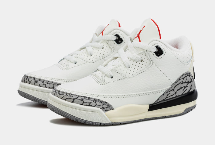 Air Jordan 3 Retro White Cement Reimagined Infant Toddler Lifestyle Shoes (White/Grey)
