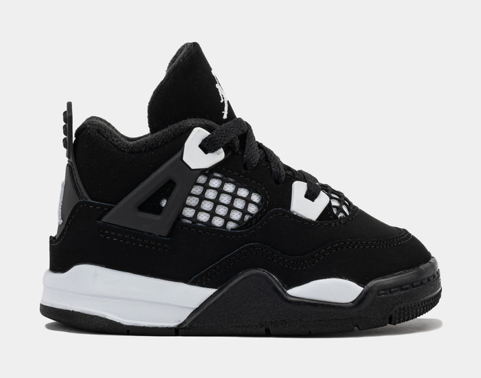 Air Jordan 4 Retro White Thunder Infant Toddler Lifestyle Shoes (Black/White/Black)