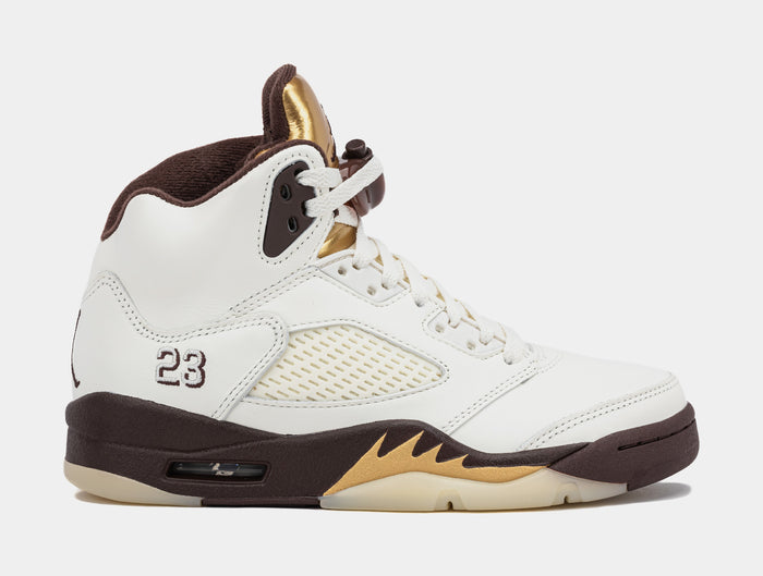 Air Jordan 5 Retro Golden Ticket Womens Lifestyle Shoes (Earth/Metallic Gold/Sail/Muslin)