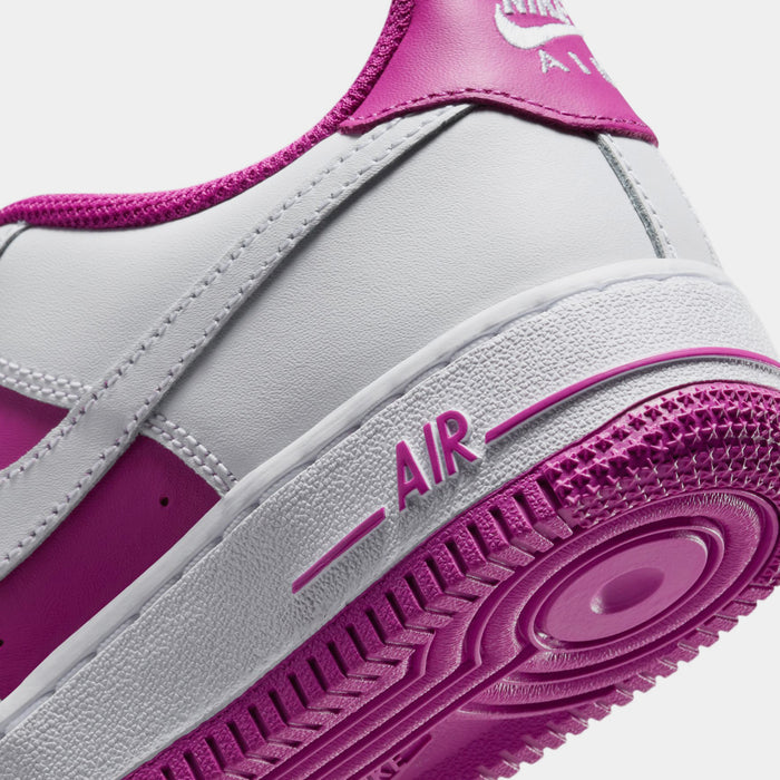 Air Force 1 Low Grade School Basketball Shoes (White/Hot Fuchsia)