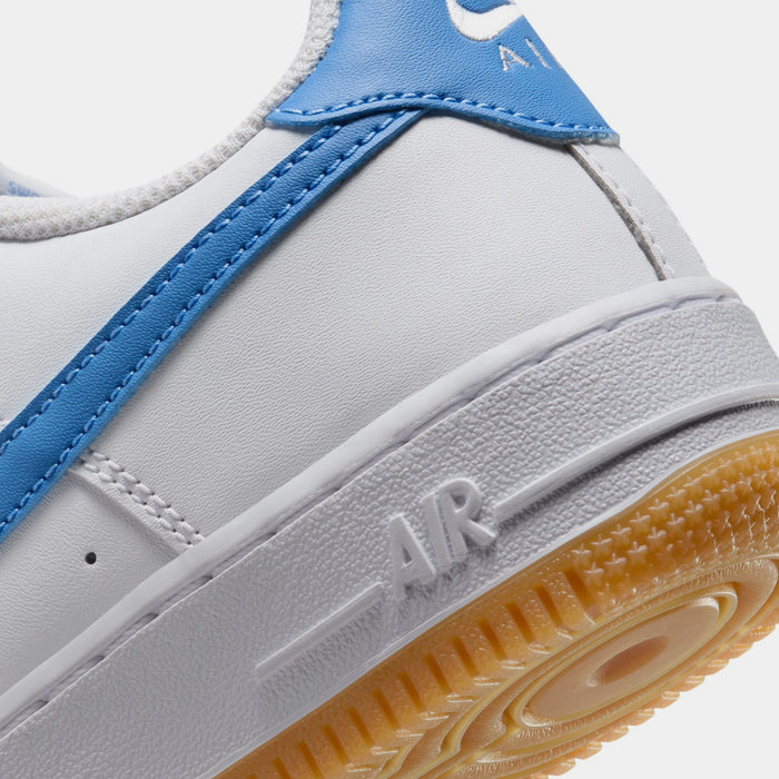 Air Force 1 Low Grade School Lifestyle Shoes (White/Gum Light Brown/Blue Beyond)