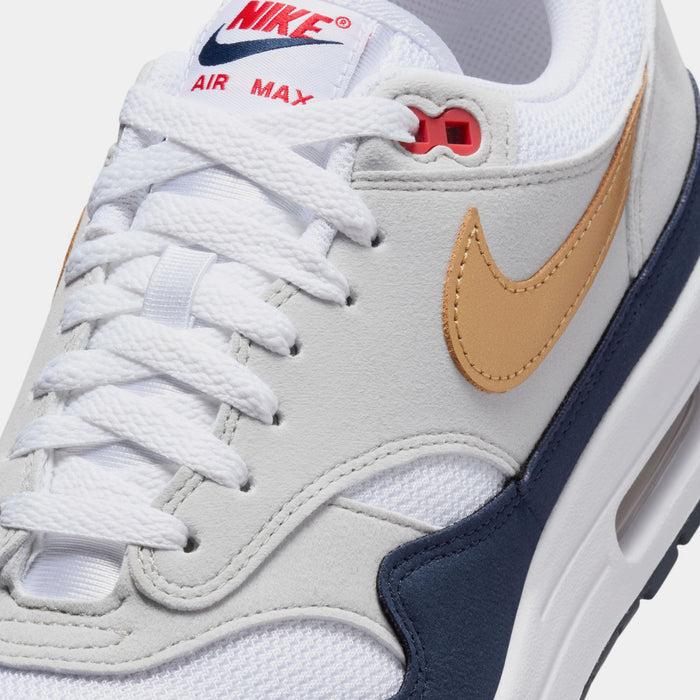 Air Max 1 Mens Running Shoes (Obsidian/White/Light Smoke Grey/Metallic Gold)