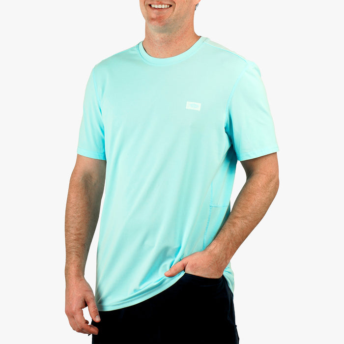 Shoreline Blue Heather $Model is 6'1" 190lbs Size L$