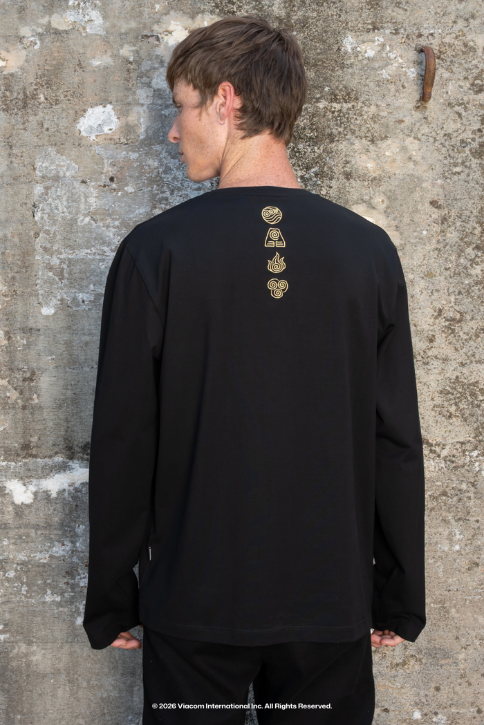 Avatar: The Last Airbender x BlackMilk All Elements Talisman oversized long sleeve tee, licensed Avatar apparel and statement Avatar fashion