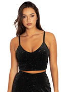 all that glitters velvet strappy crop