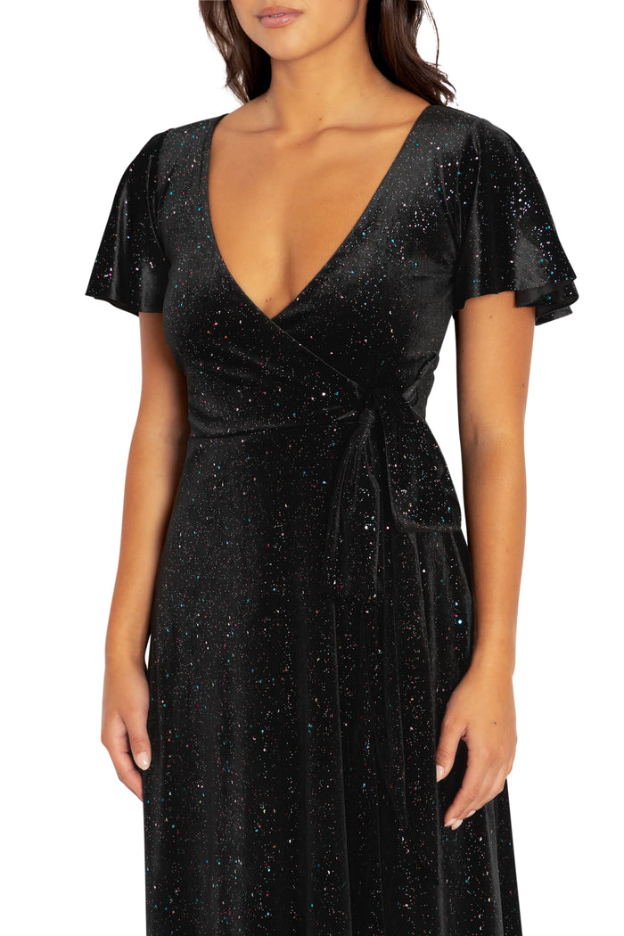BlackMilk Clothing - All That Glitters Velvet Wrap Midaxi Dress