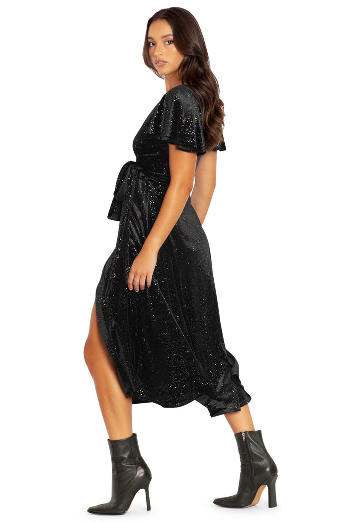 BlackMilk Clothing - All That Glitters Velvet Wrap Midaxi Dress