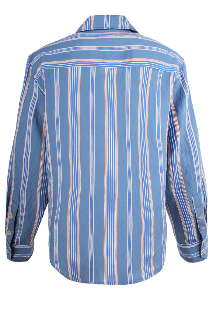 Blue striped shirt on a white background