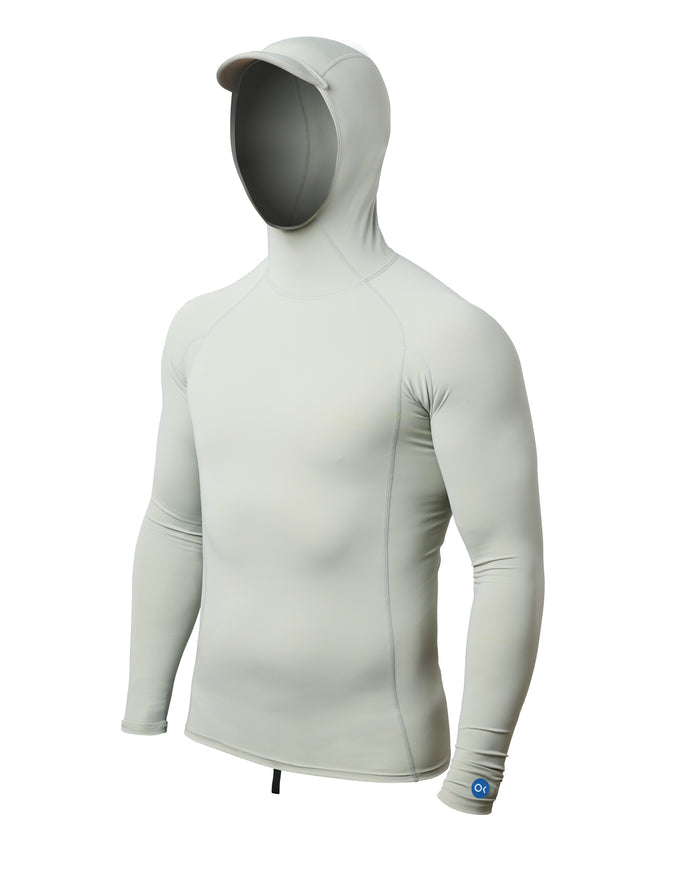 Light gray hoodie with a hood on a white background