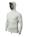 Light gray hoodie with a hood on a white background