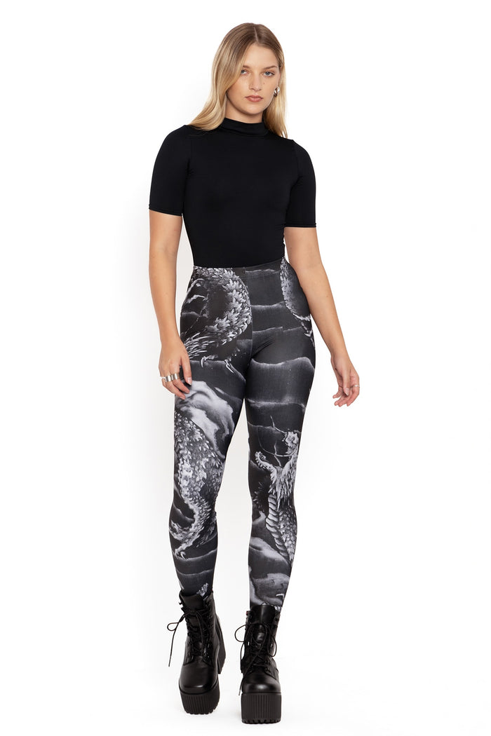 BlackMilk Clothing - ascending dragon descending dragon high waisted matte finish leggings