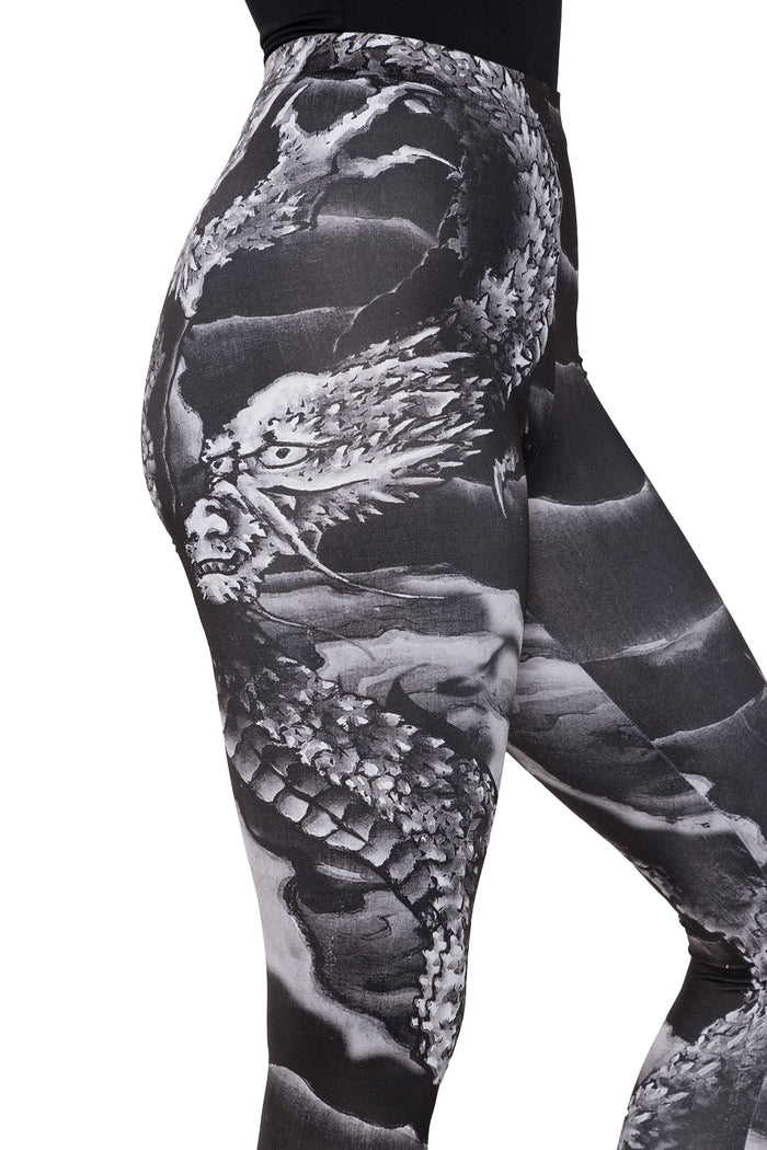 BlackMilk Clothing - ascending dragon descending dragon high waisted matte finish leggings