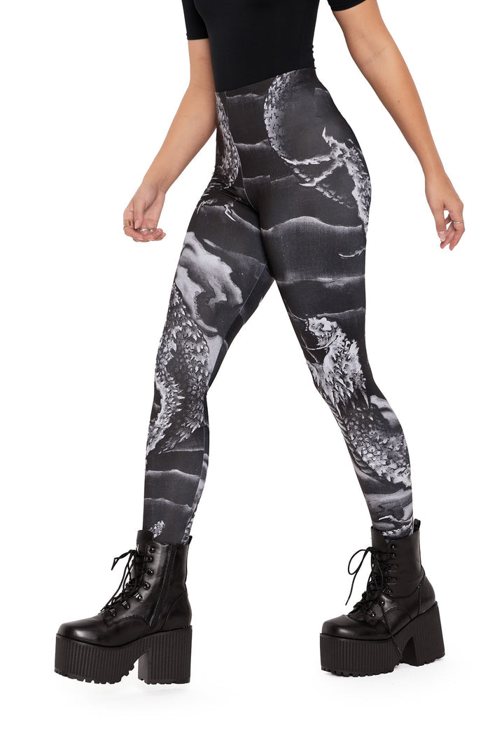 BlackMilk Clothing - ascending dragon descending dragon high waisted matte finish leggings