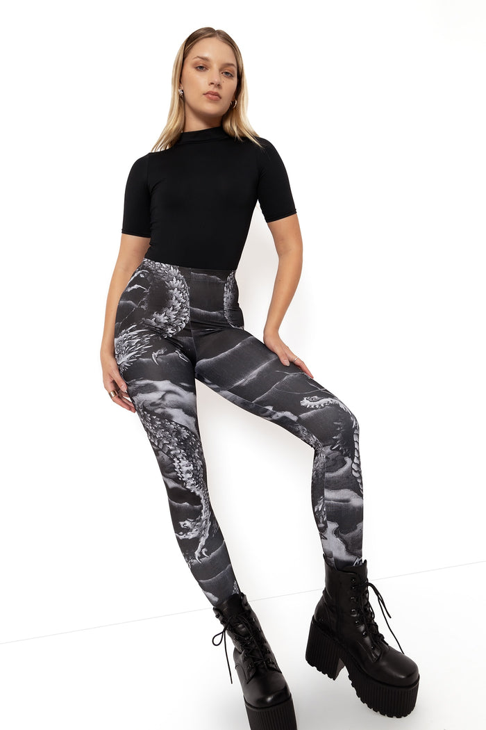 BlackMilk Clothing - ascending dragon descending dragon high waisted matte finish leggings