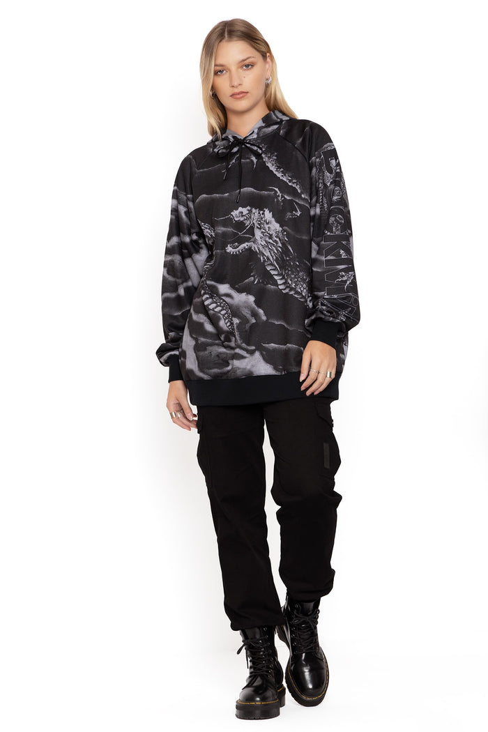 BlackMilk Clothing - ascending dragon descending dragon oversized hoodie