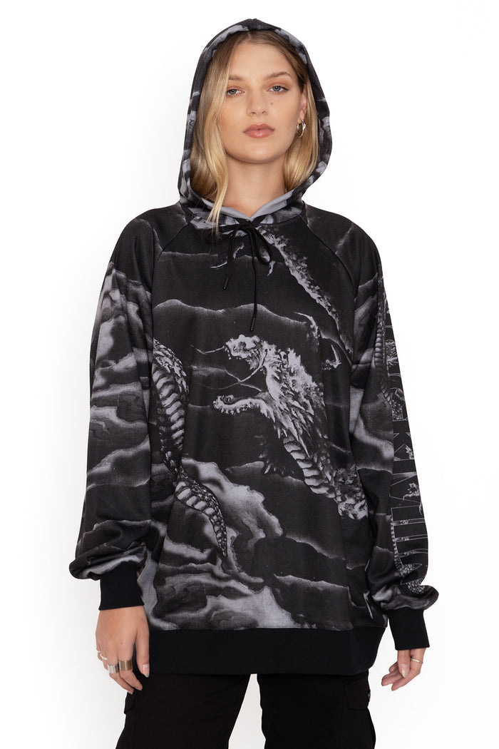 BlackMilk Clothing - ascending dragon descending dragon oversized hoodie